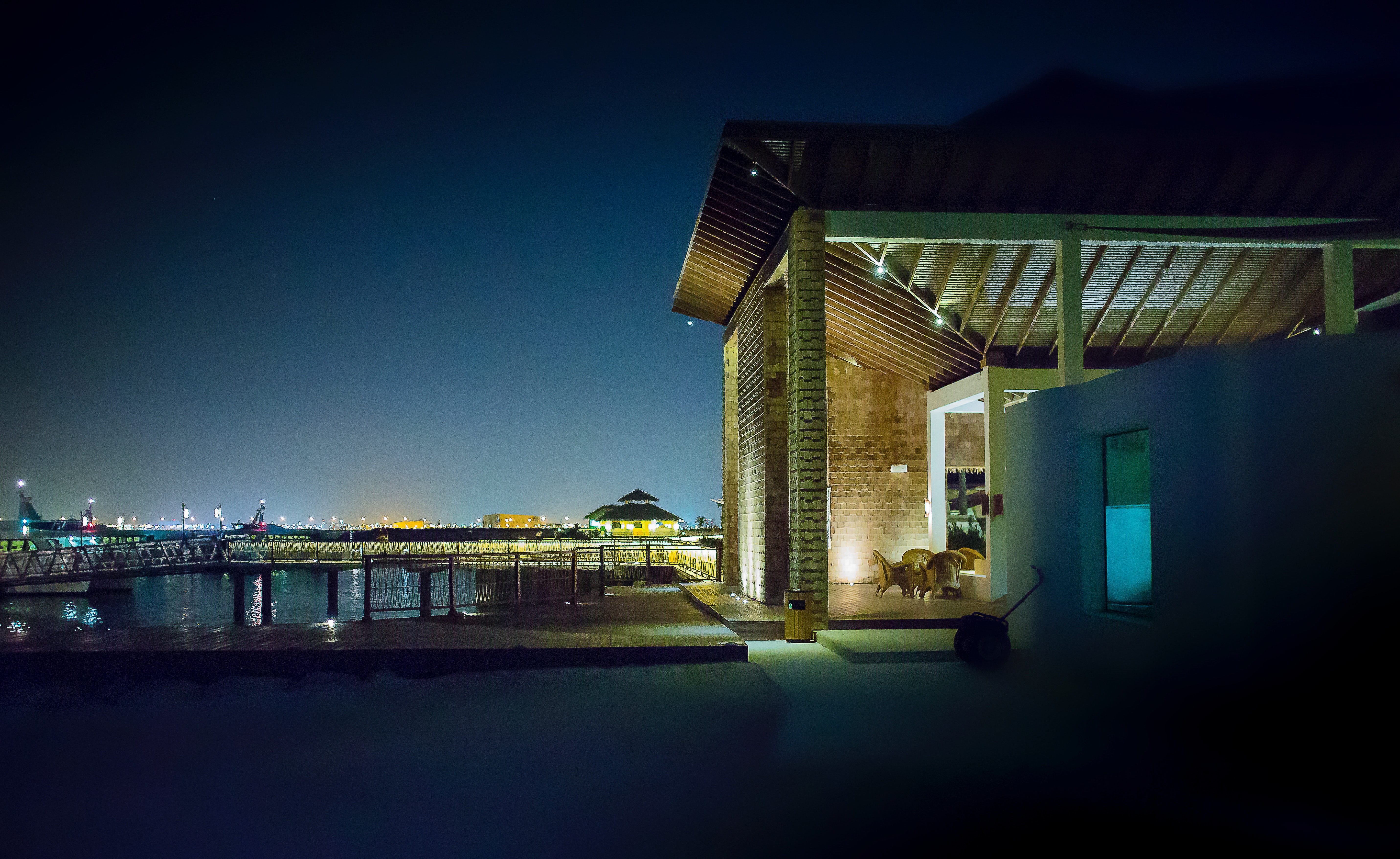 outside of home at night with custom home lighting