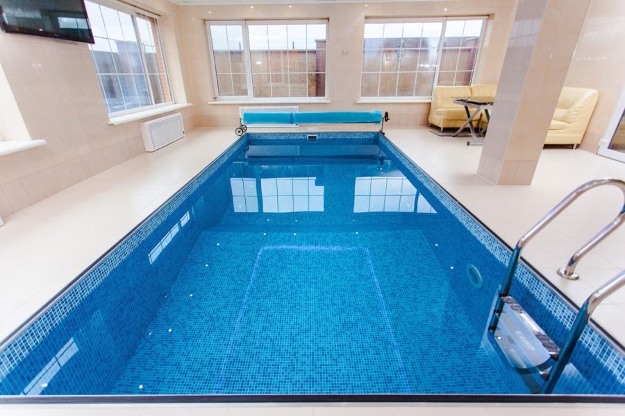 custom indoor pool with cover